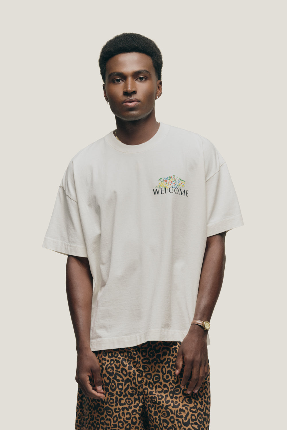 T-shirt Boxy Fit Flower Shop - Off White