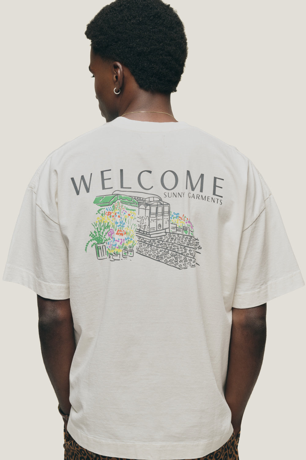 T-shirt Boxy Fit Flower Shop - Off White