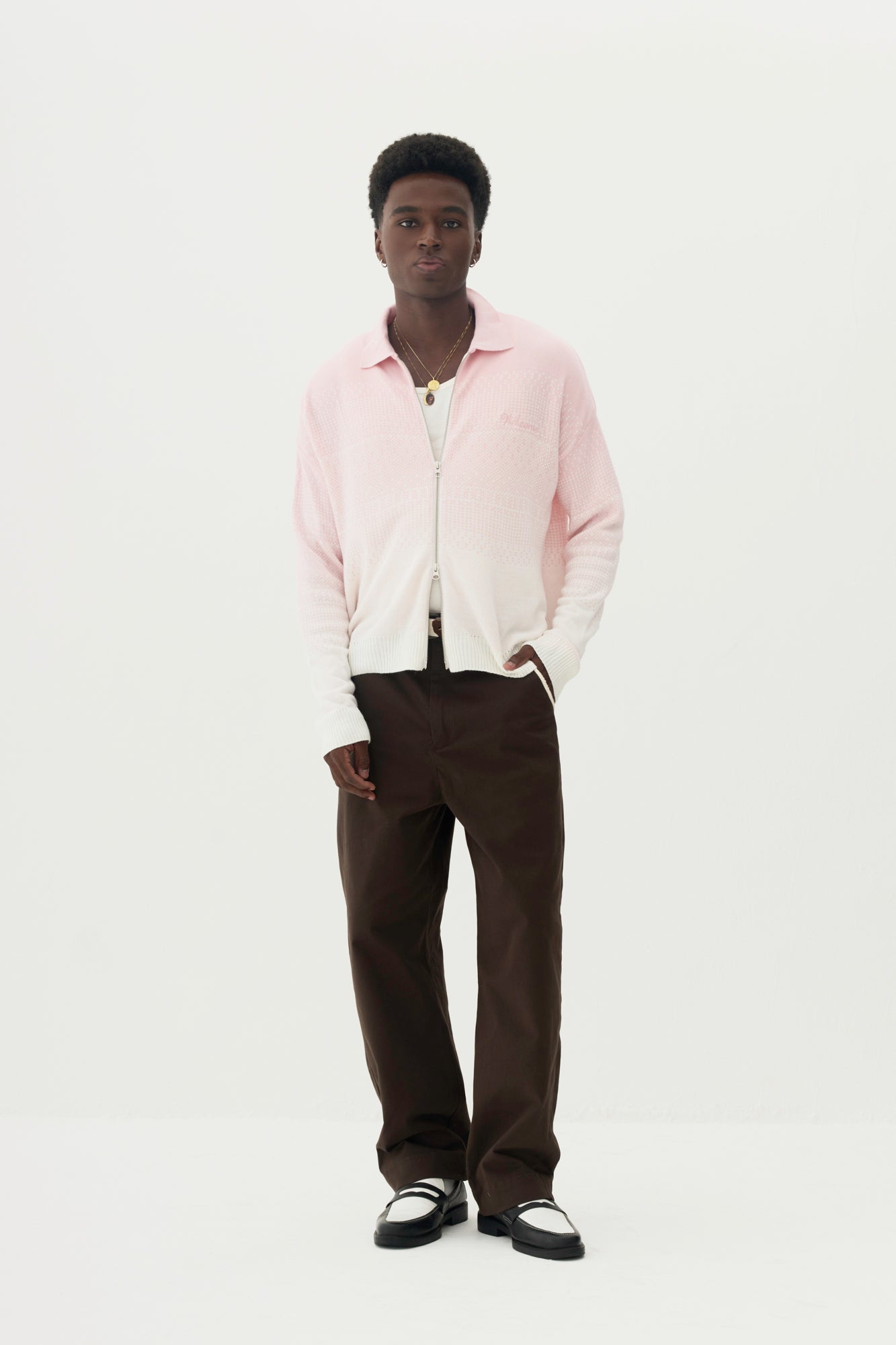 Polo Zíper Tricô Degradê - Rosa