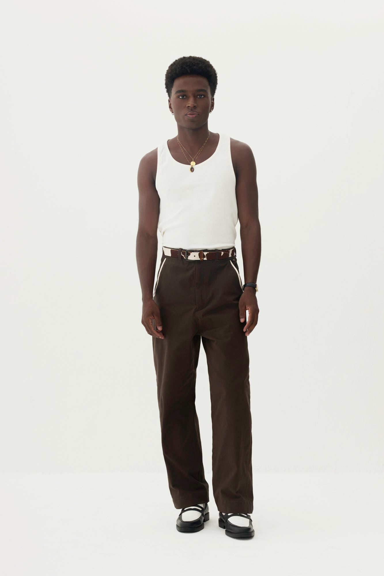 Calça Wide Chino Viés - Marrom