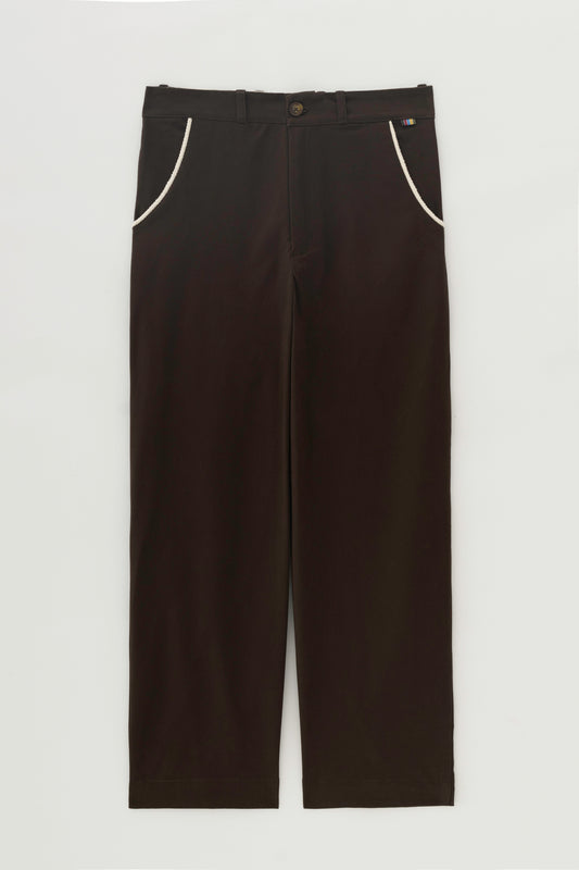 Calça Wide Chino Viés - Marrom