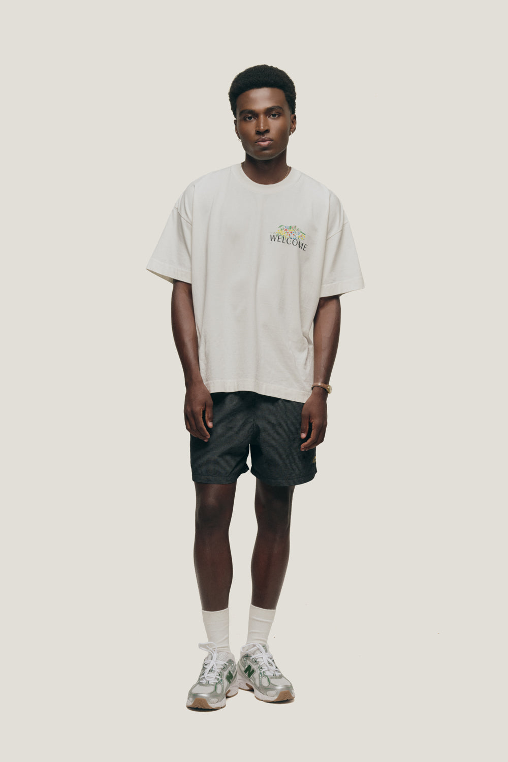 Short Nylon Quadriculado - Preto