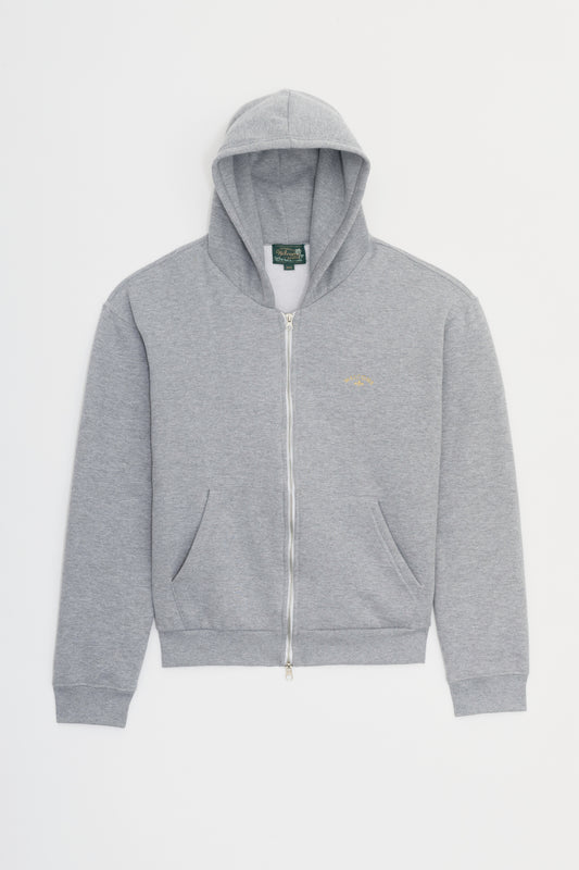 Moletom Hoodie Boxy Fit Duplo Zíper Tulipa - Cinza Mescla