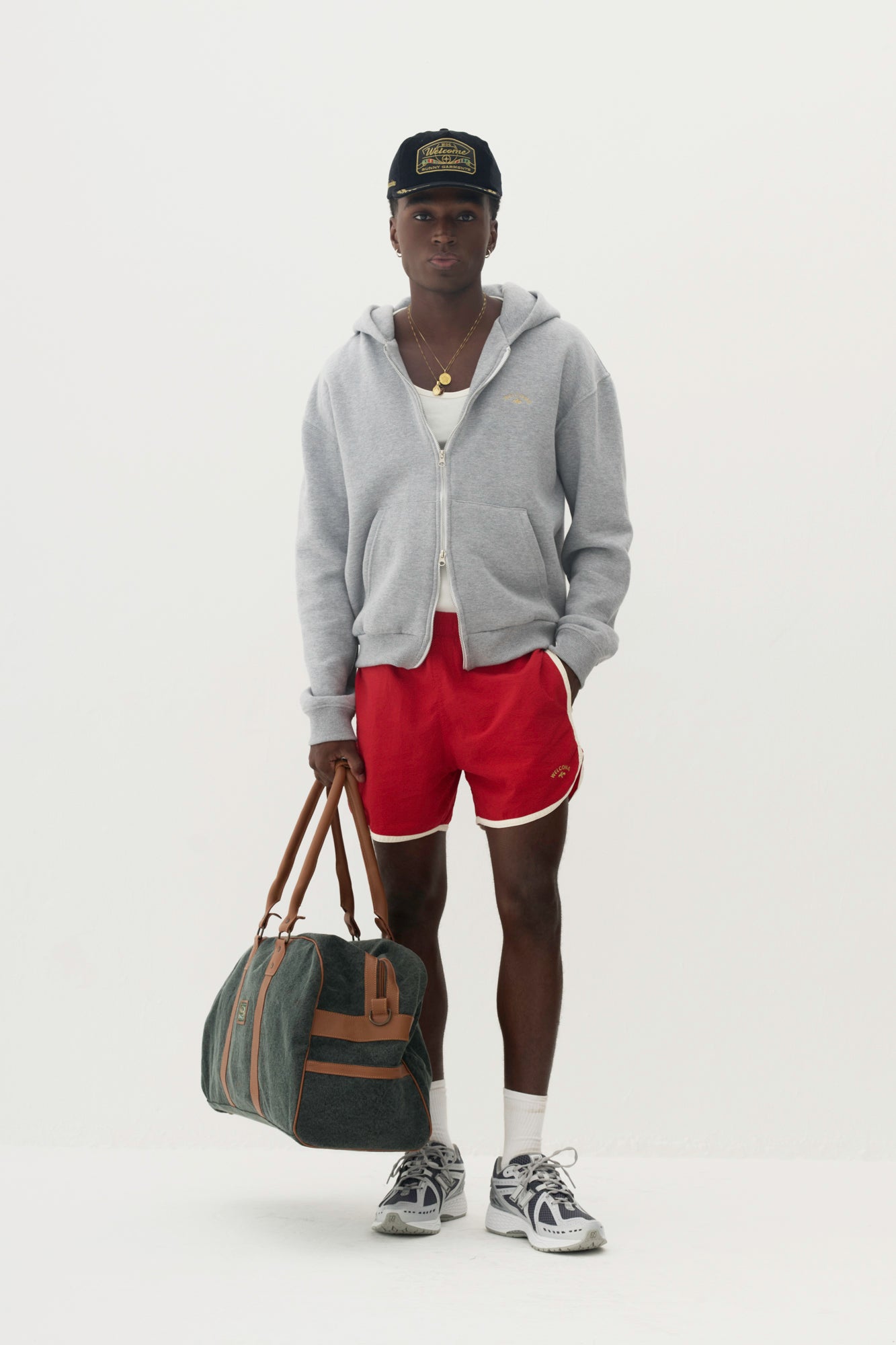 Moletom Hoodie Boxy Fit Duplo Zíper Tulipa - Cinza Mescla
