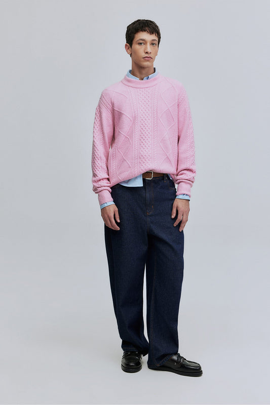 Suéter Tricô Fisherman Hering + Welcome - Rosa