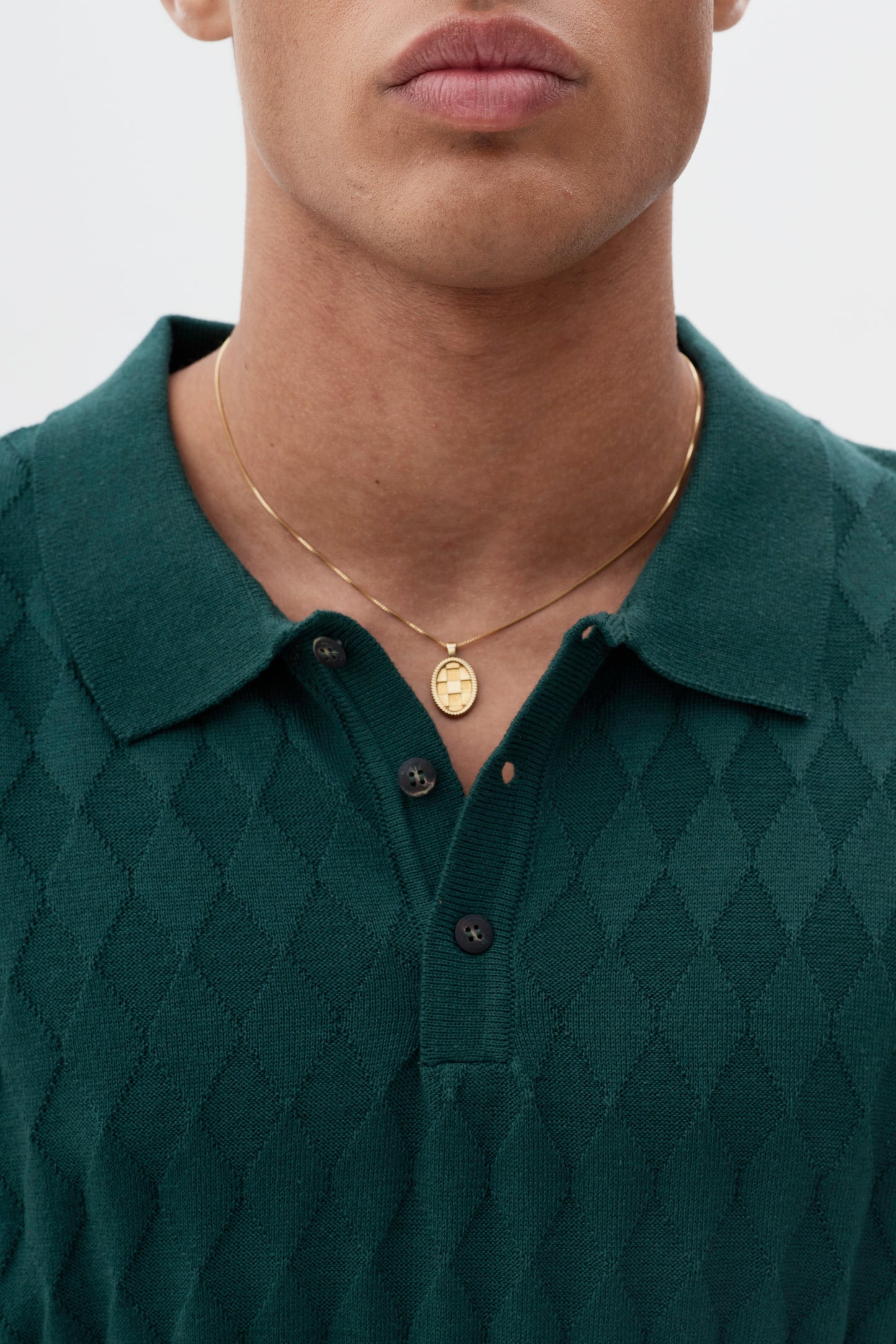 Polo Tricô Quadriculada Às - Verde