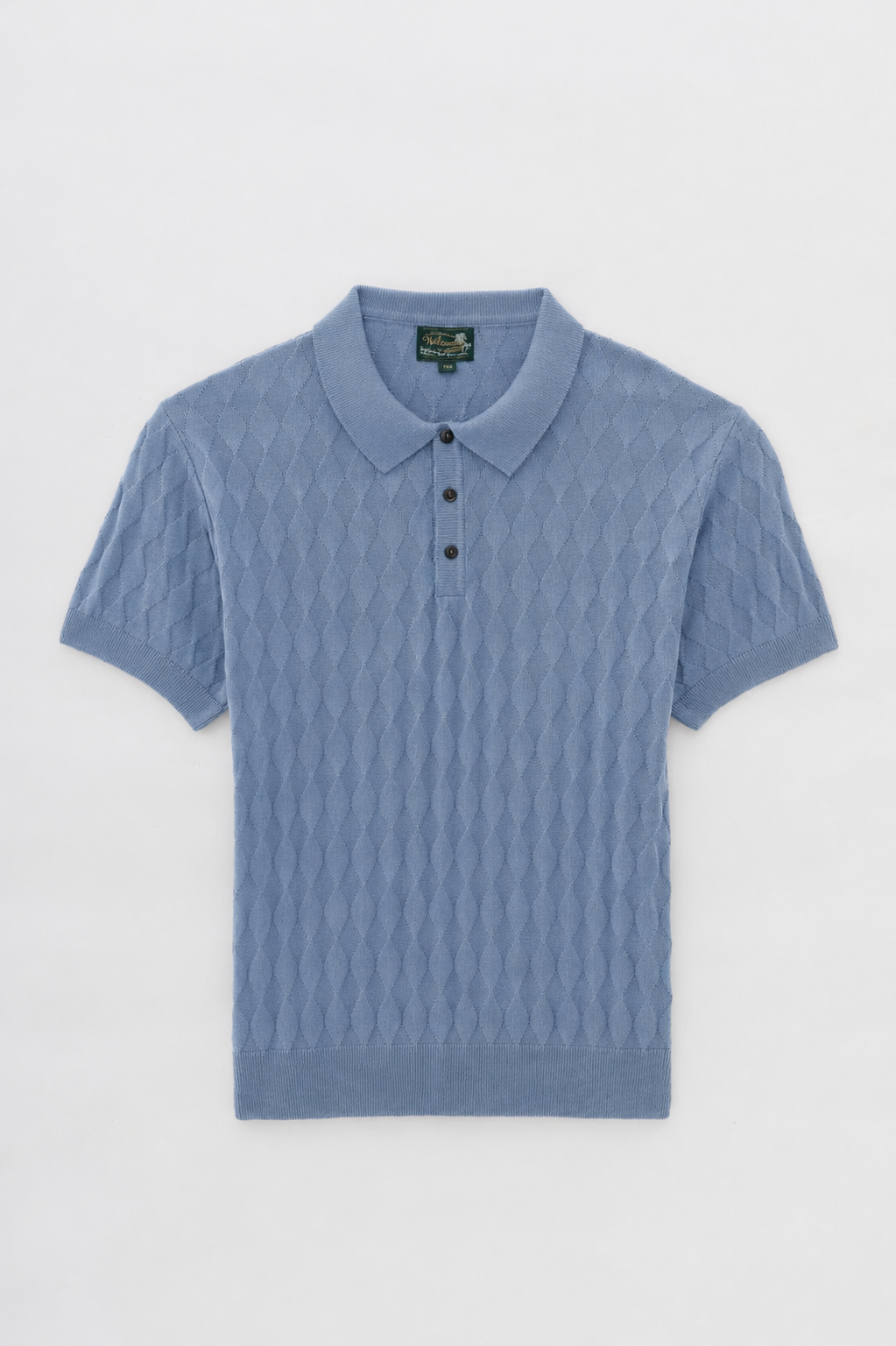 Polo Tricô Quadriculada Às - Azul