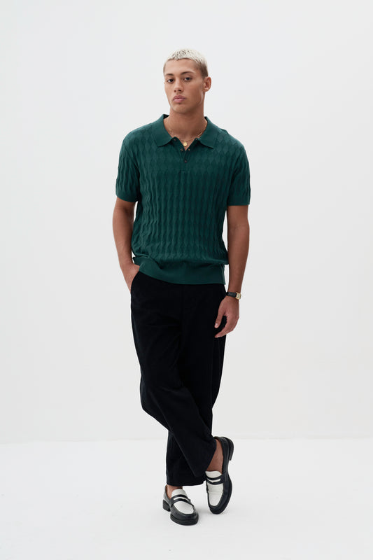 Polo Tricô Quadriculada Às - Verde