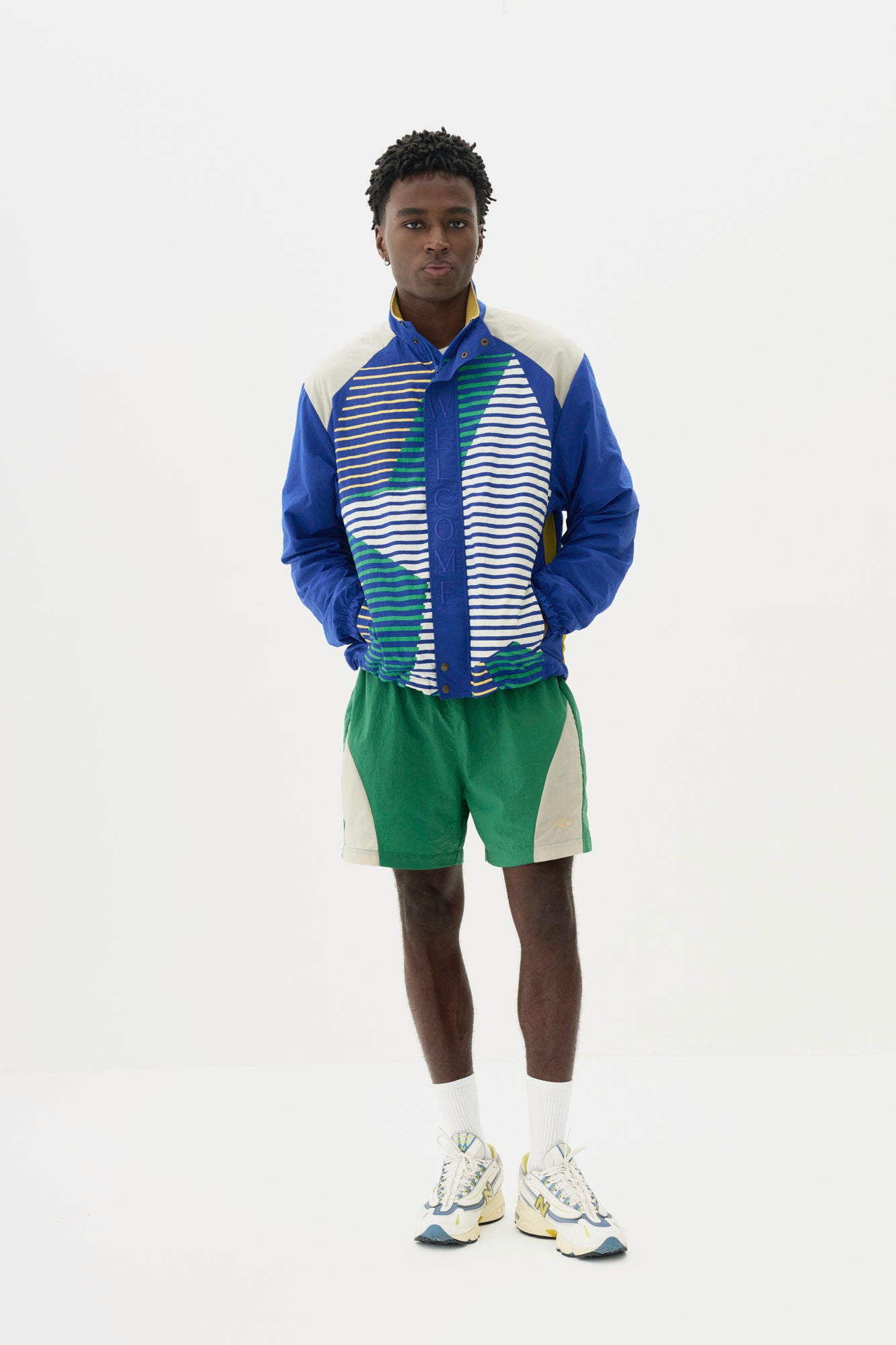 Short Nylon Fishnet - Verde e Off White