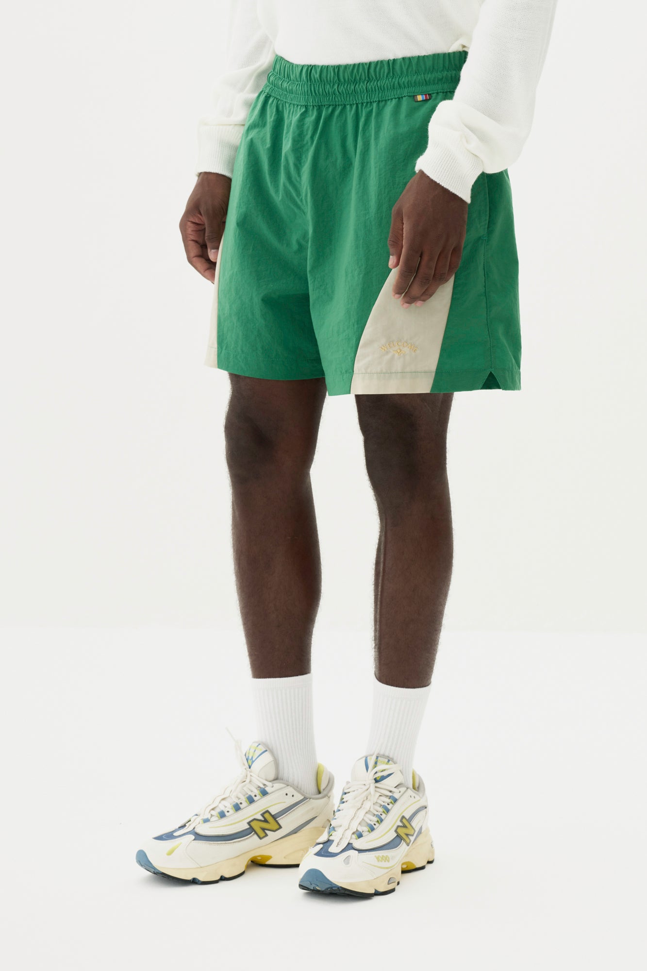 Short Nylon Fishnet - Verde e Off White