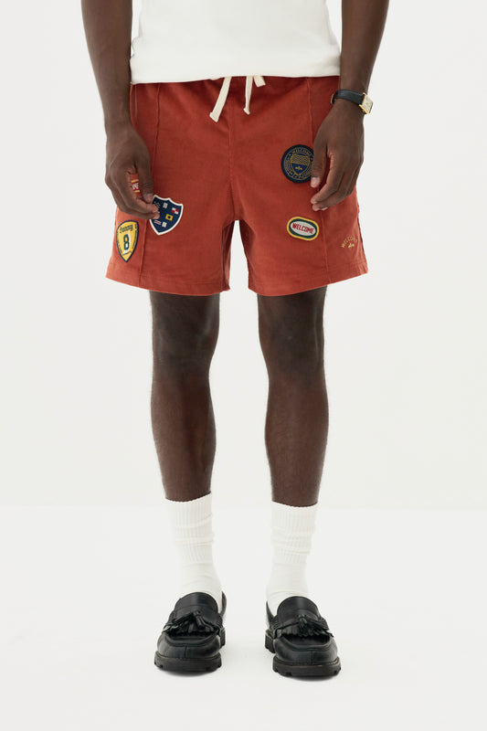 Short Elastico Veludo Patches - Laranja Ocre