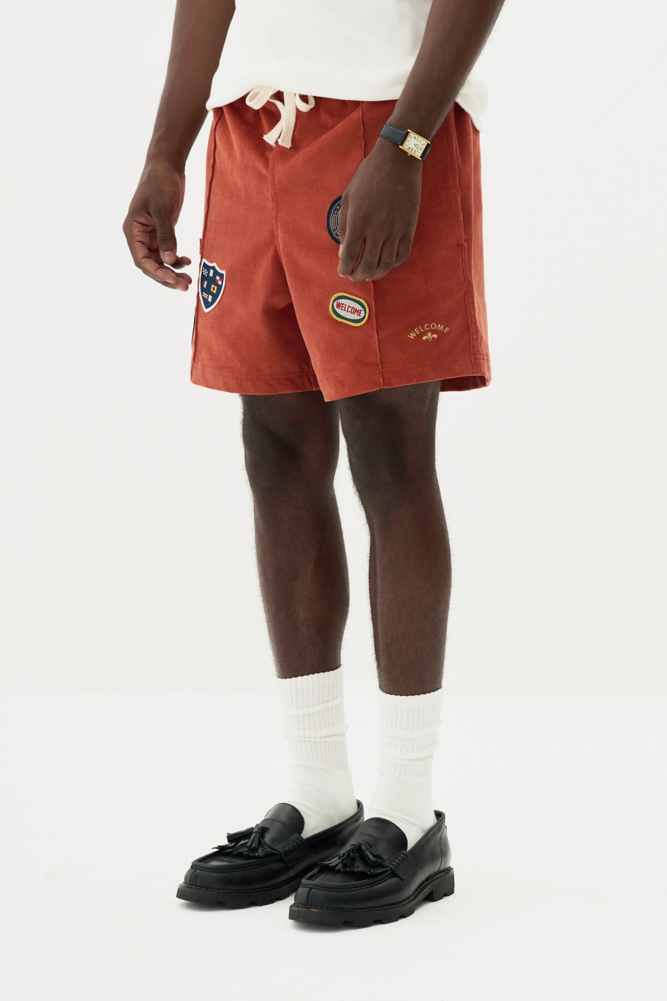 Short Elastico Veludo Patches - Laranja Ocre