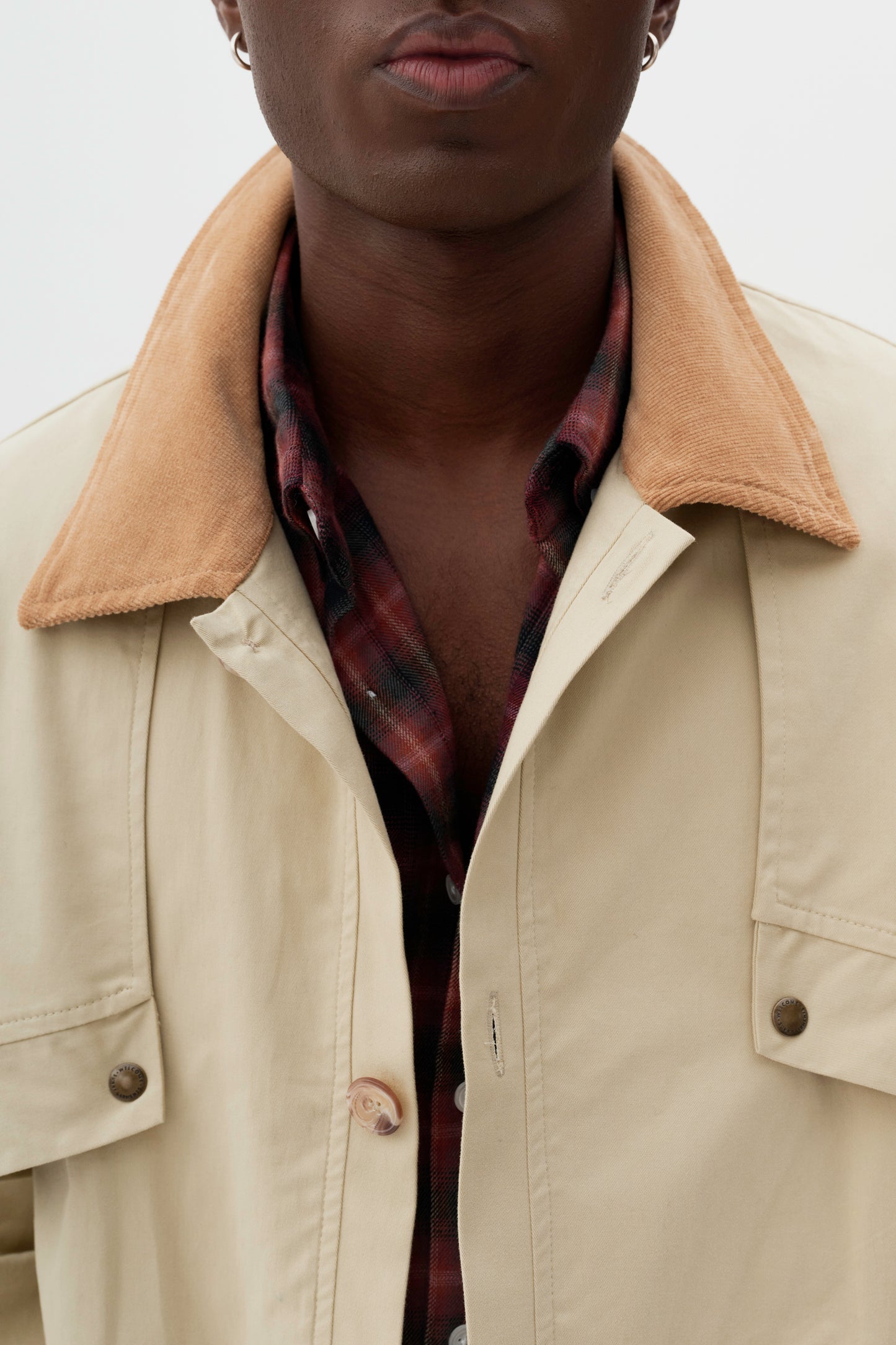 Jaqueta Trench Coat Noir - Bege