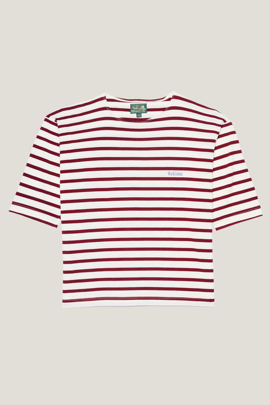 T-shirt Mariner Listrada Vinho - Manga 3/4