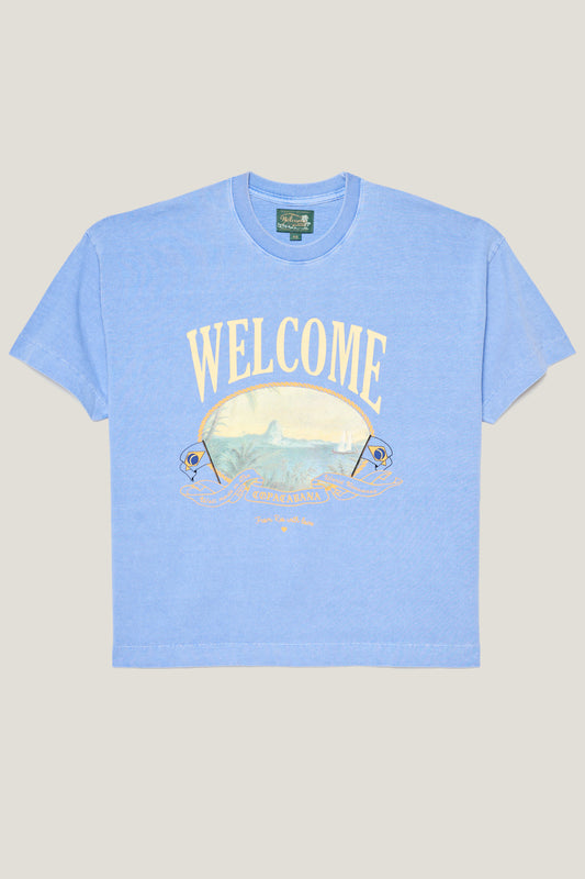 T-shirt Boxy Fit Souvenir - Azul Stoned