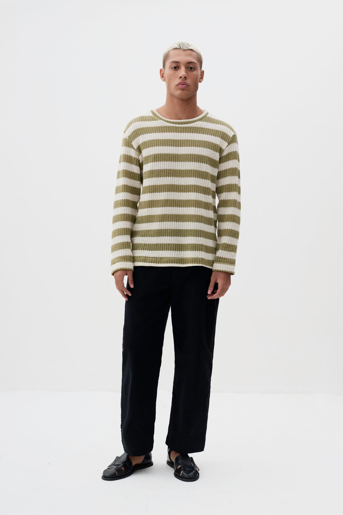 Suéter Tricô Listrada ML - Off White e Verde