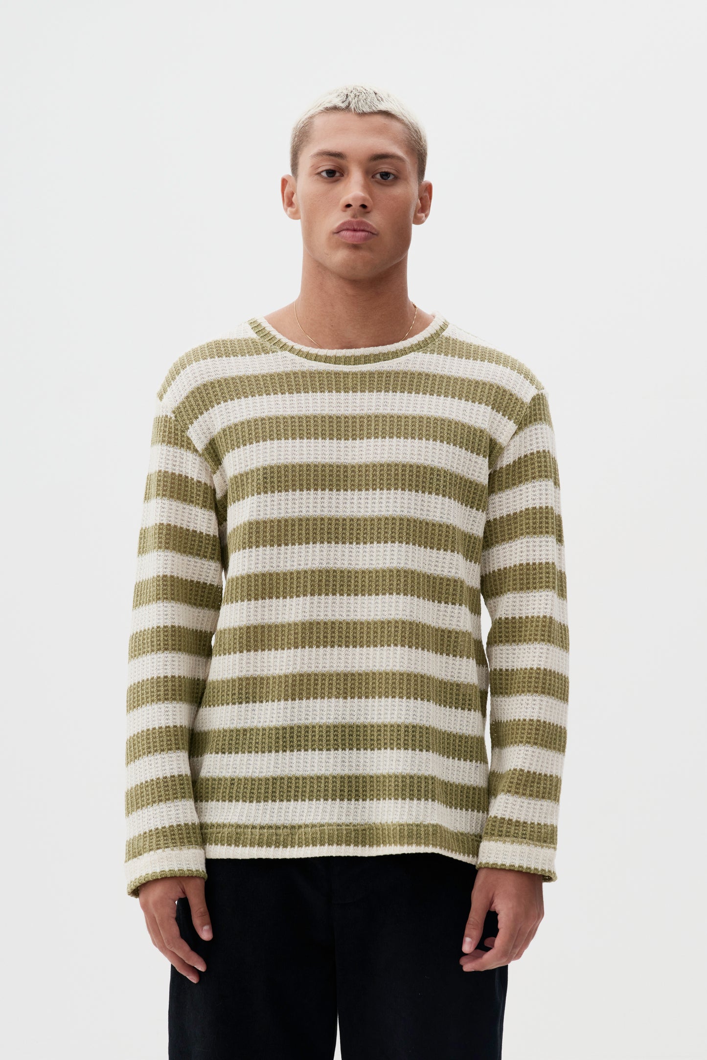 Suéter Tricô Listrada ML - Off White e Verde