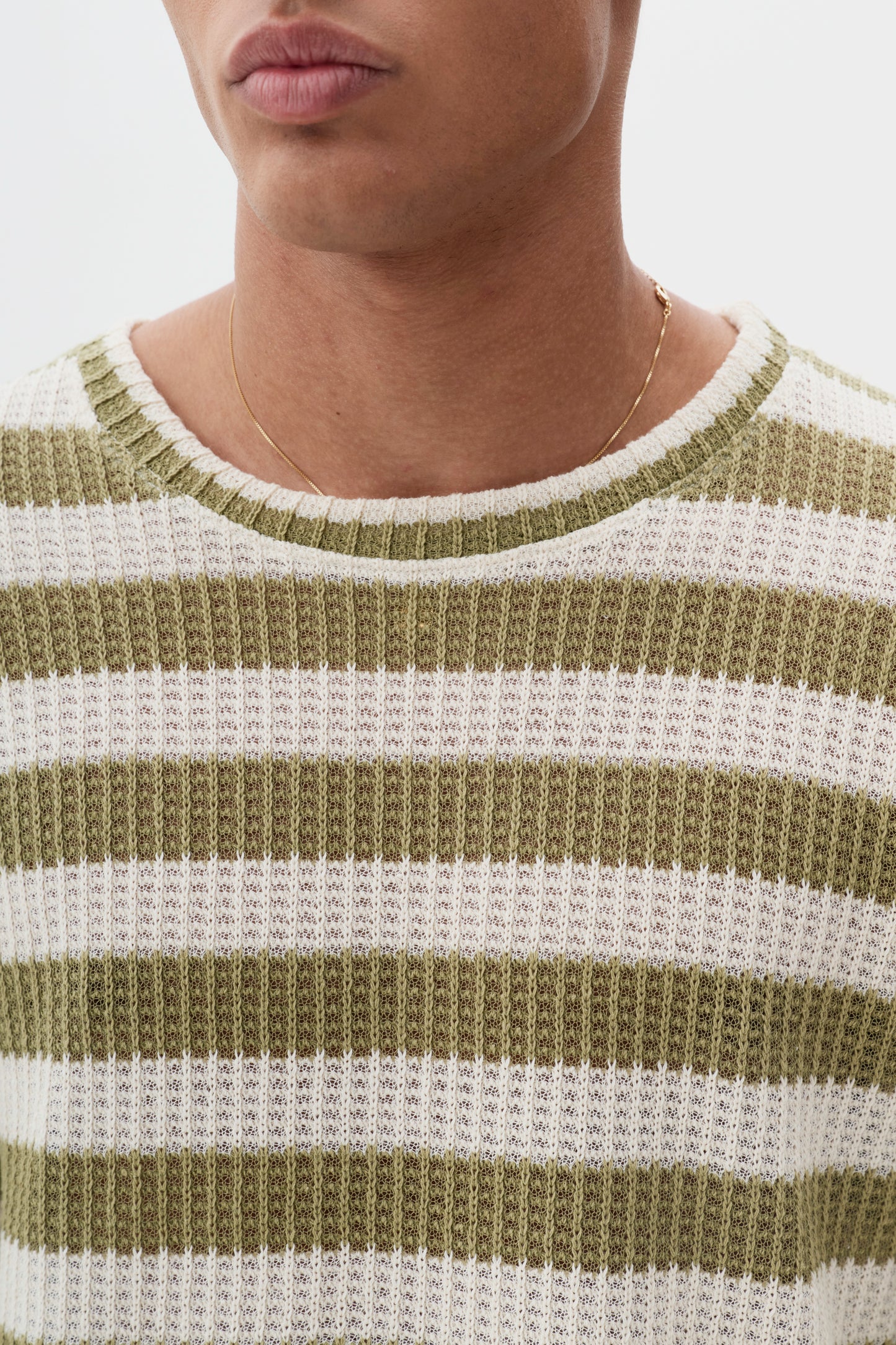 Suéter Tricô Listrada ML - Off White e Verde