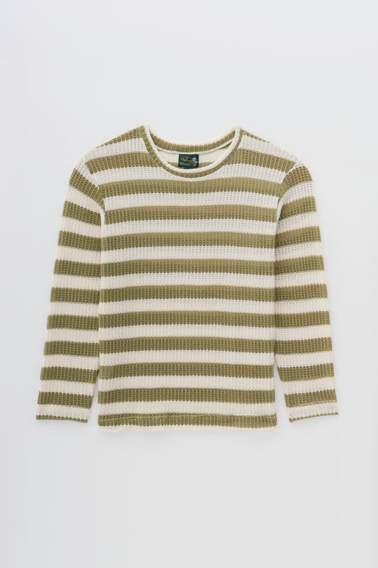 Suéter Tricô Listrada ML - Off White e Verde