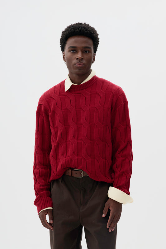 Suéter Cableknit - Vermelho