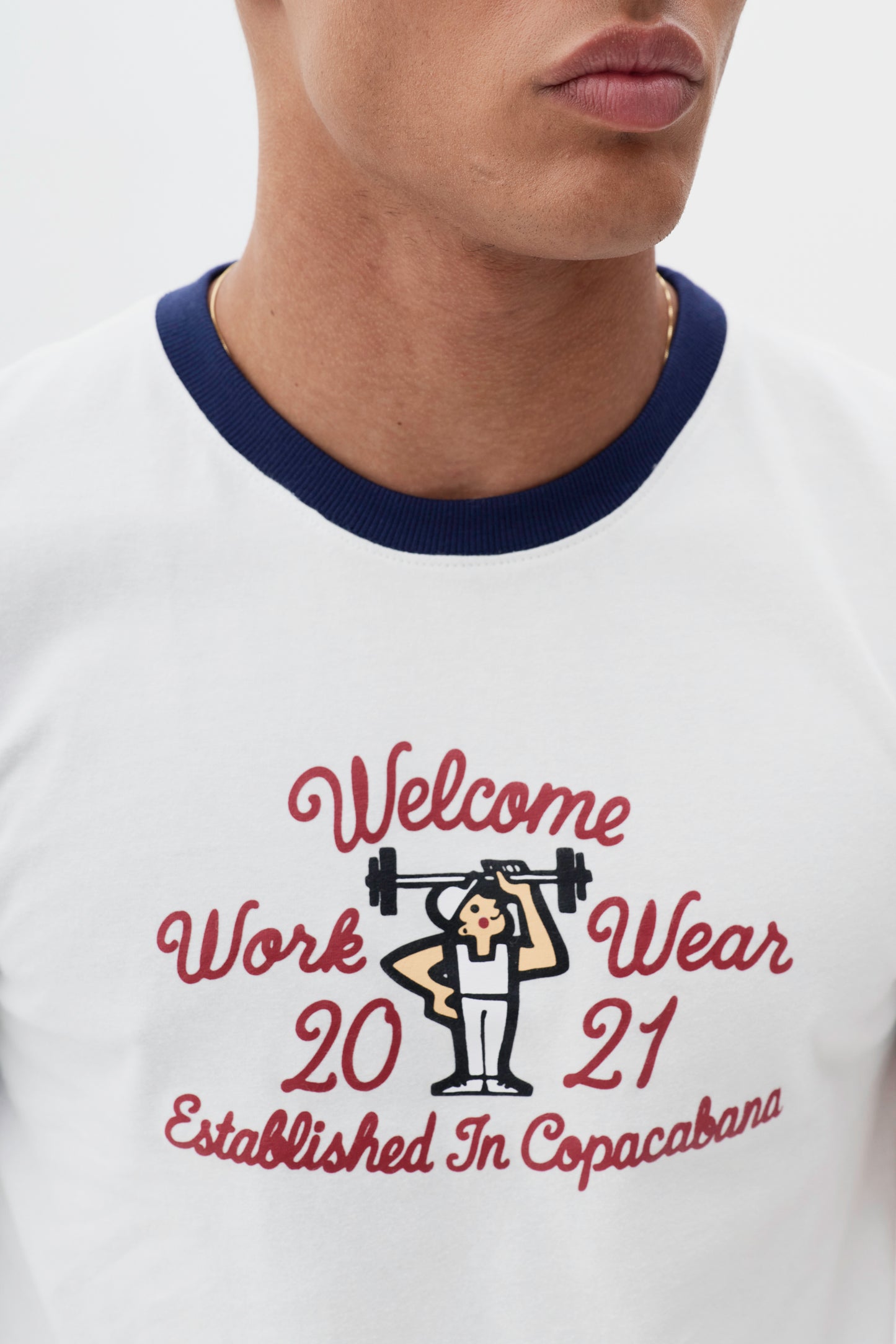 T-shirt Slim Fit Hard Work - Off White