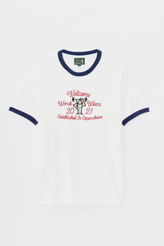 T-shirt Slim Fit Hard Work - Off White
