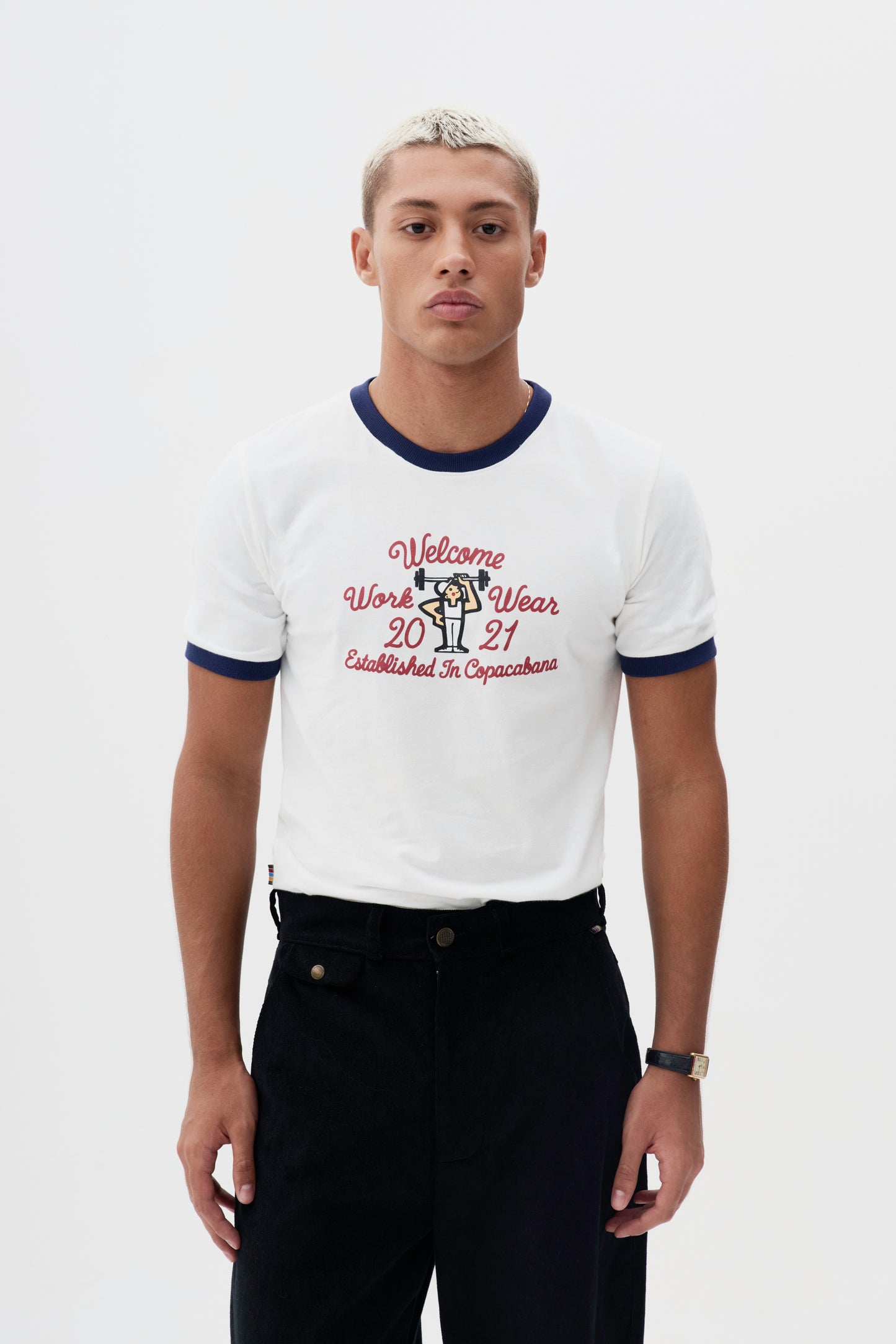 T-shirt Slim Fit Hard Work - Off White