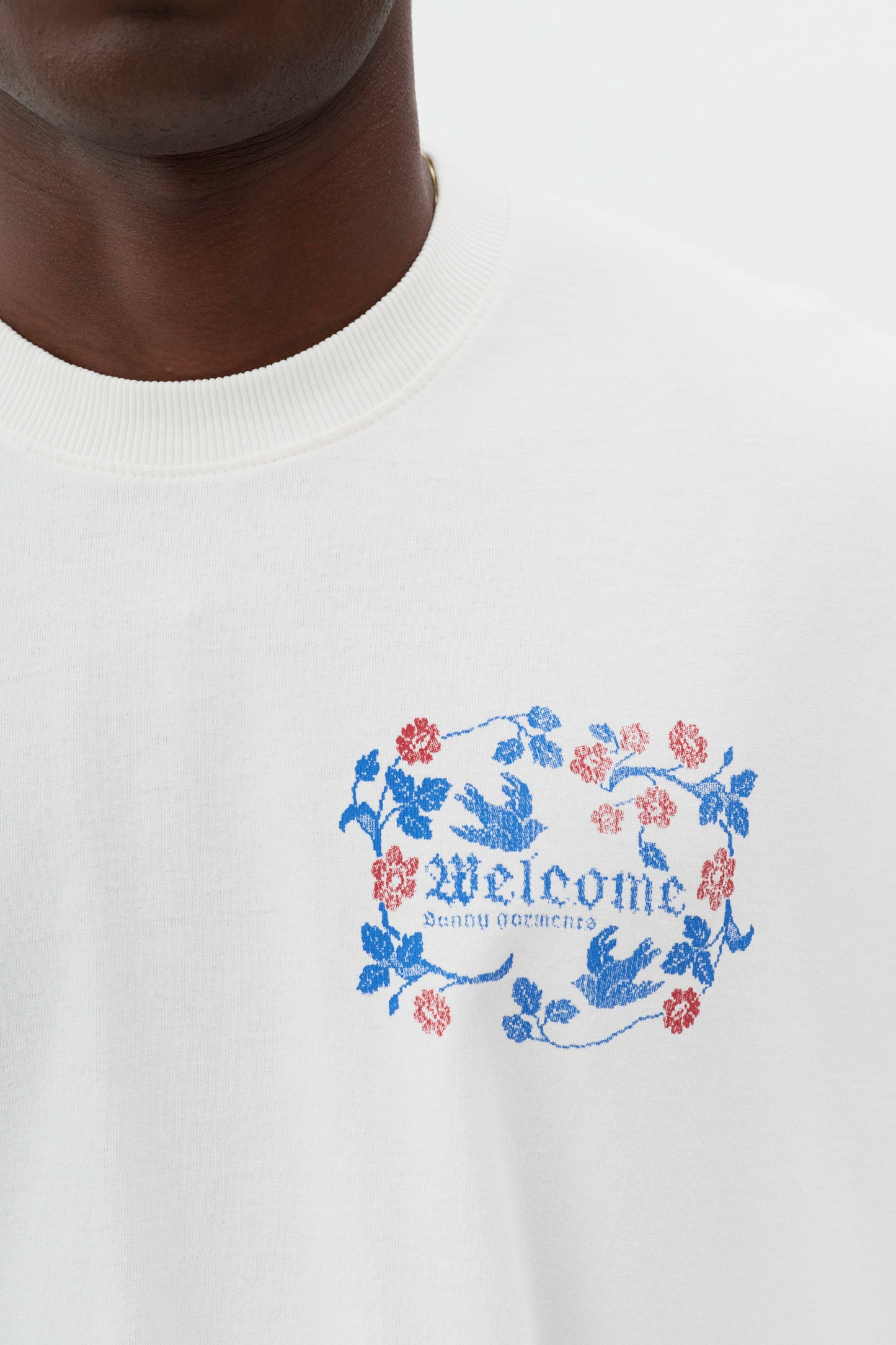 T-shirt Boxy Fit Gothic Flower - Off White