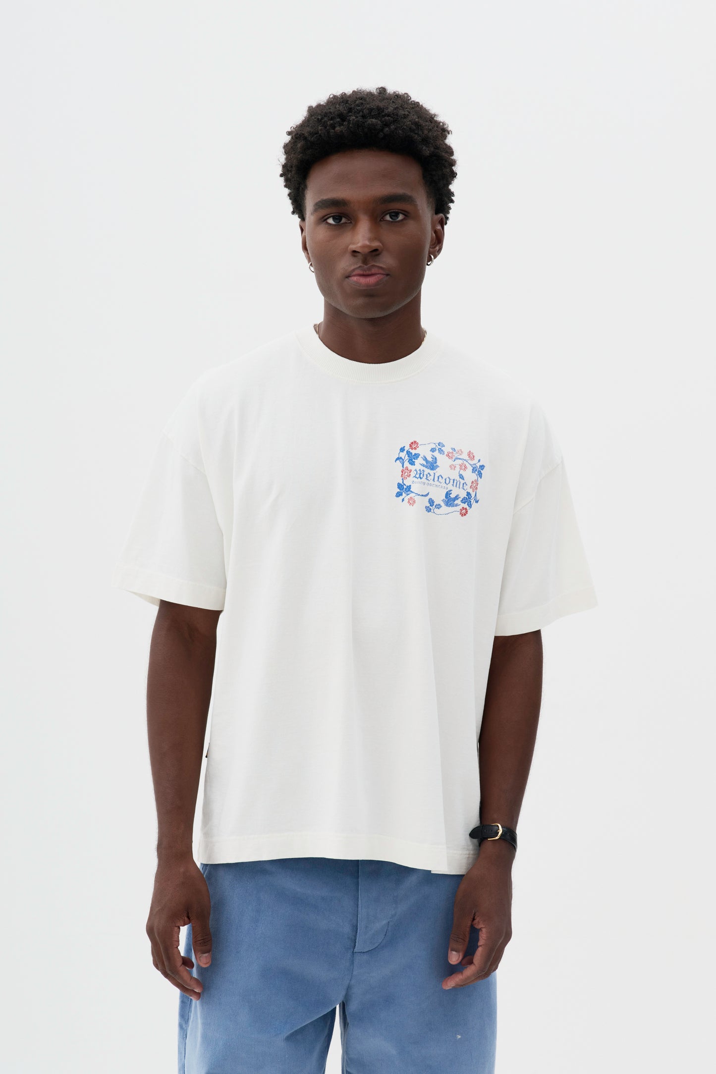 T-shirt Boxy Fit Gothic Flower - Off White