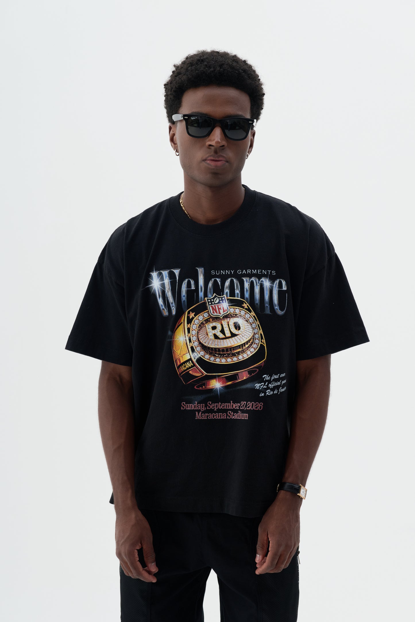 T-shirt Boxy Fit RIng x NFL - Preto