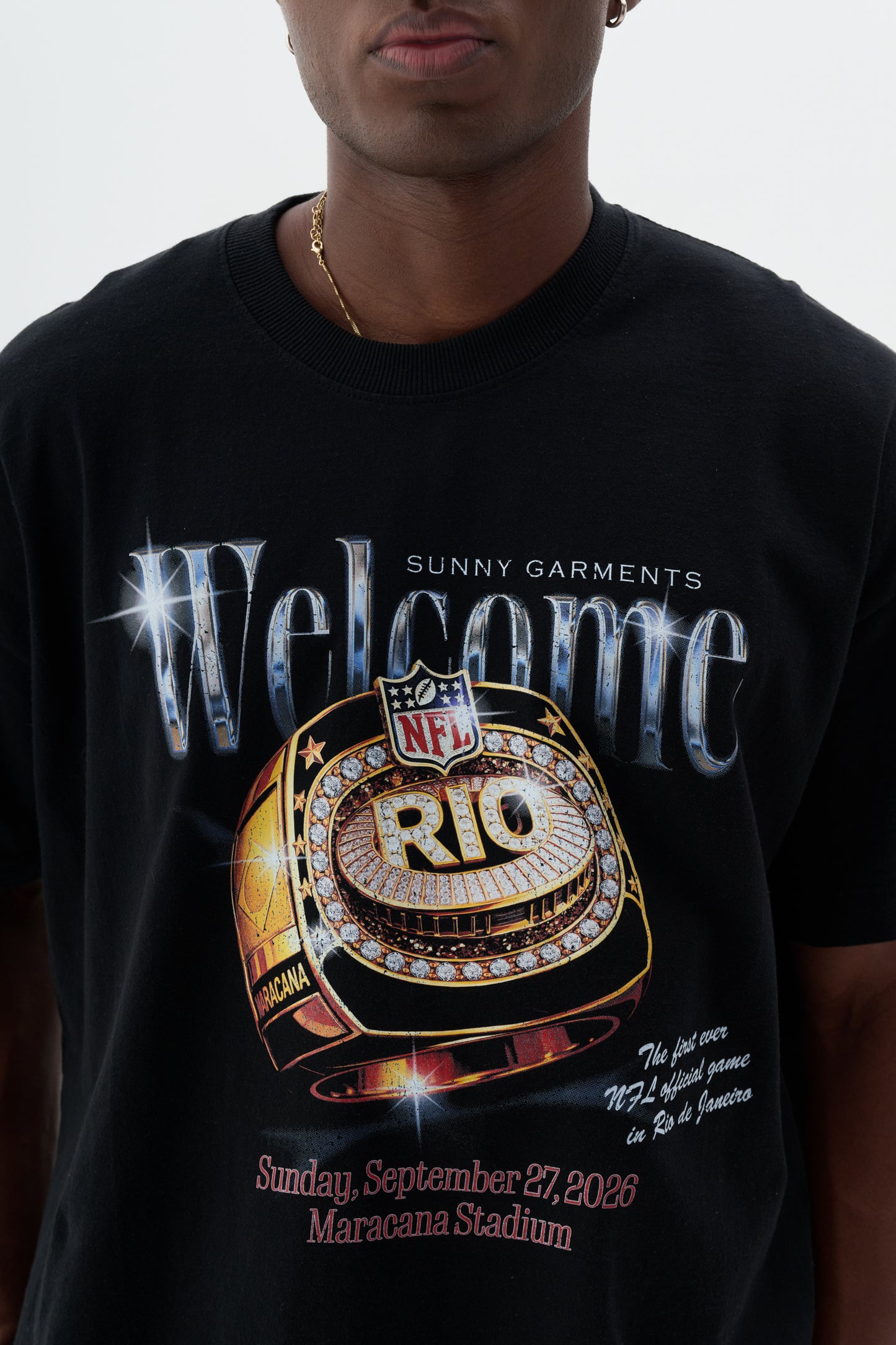 T-shirt Boxy Fit RIng x NFL - Preto