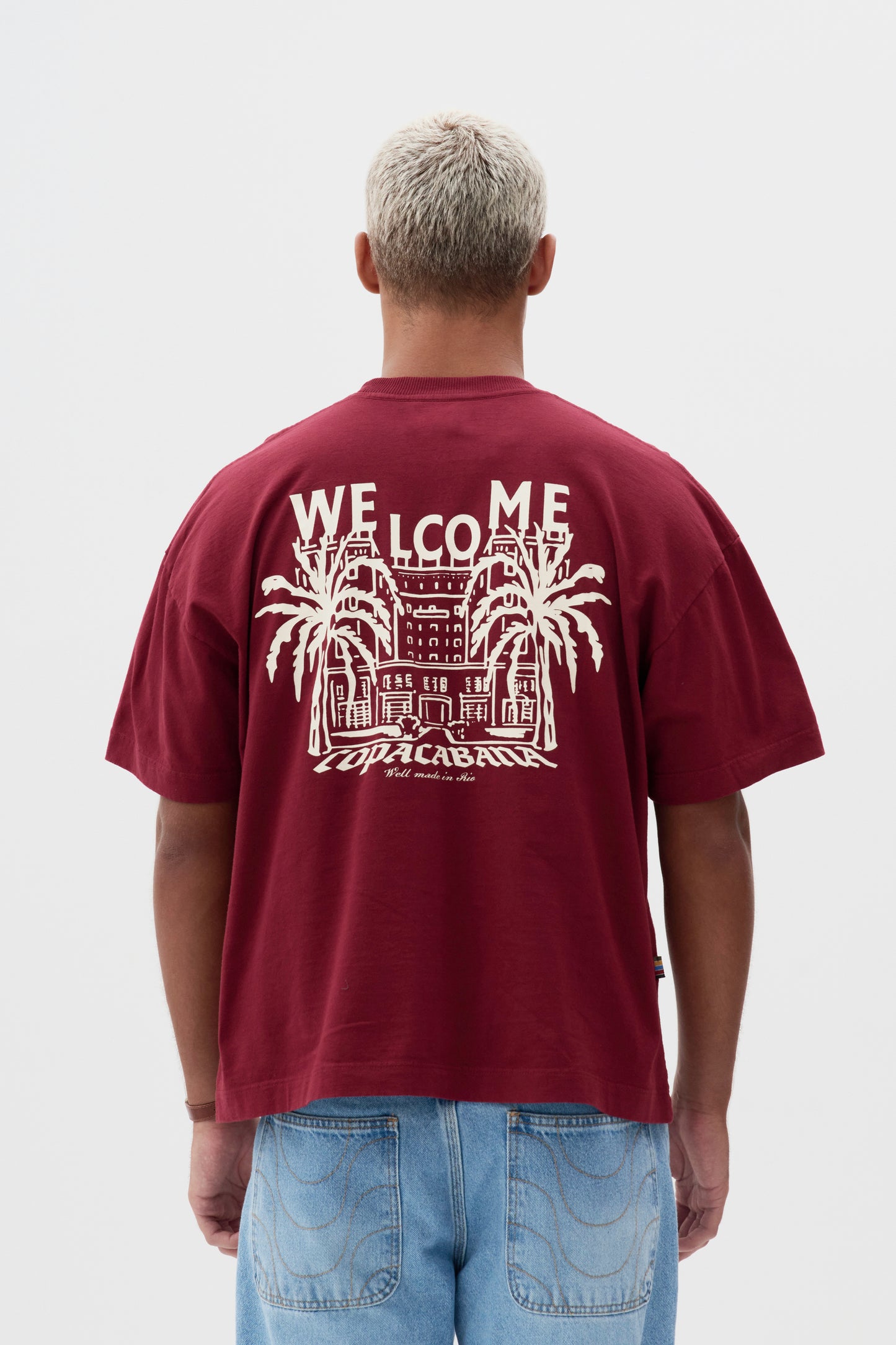 T-shirt Boxy Fit Tropical Resort - Vinho