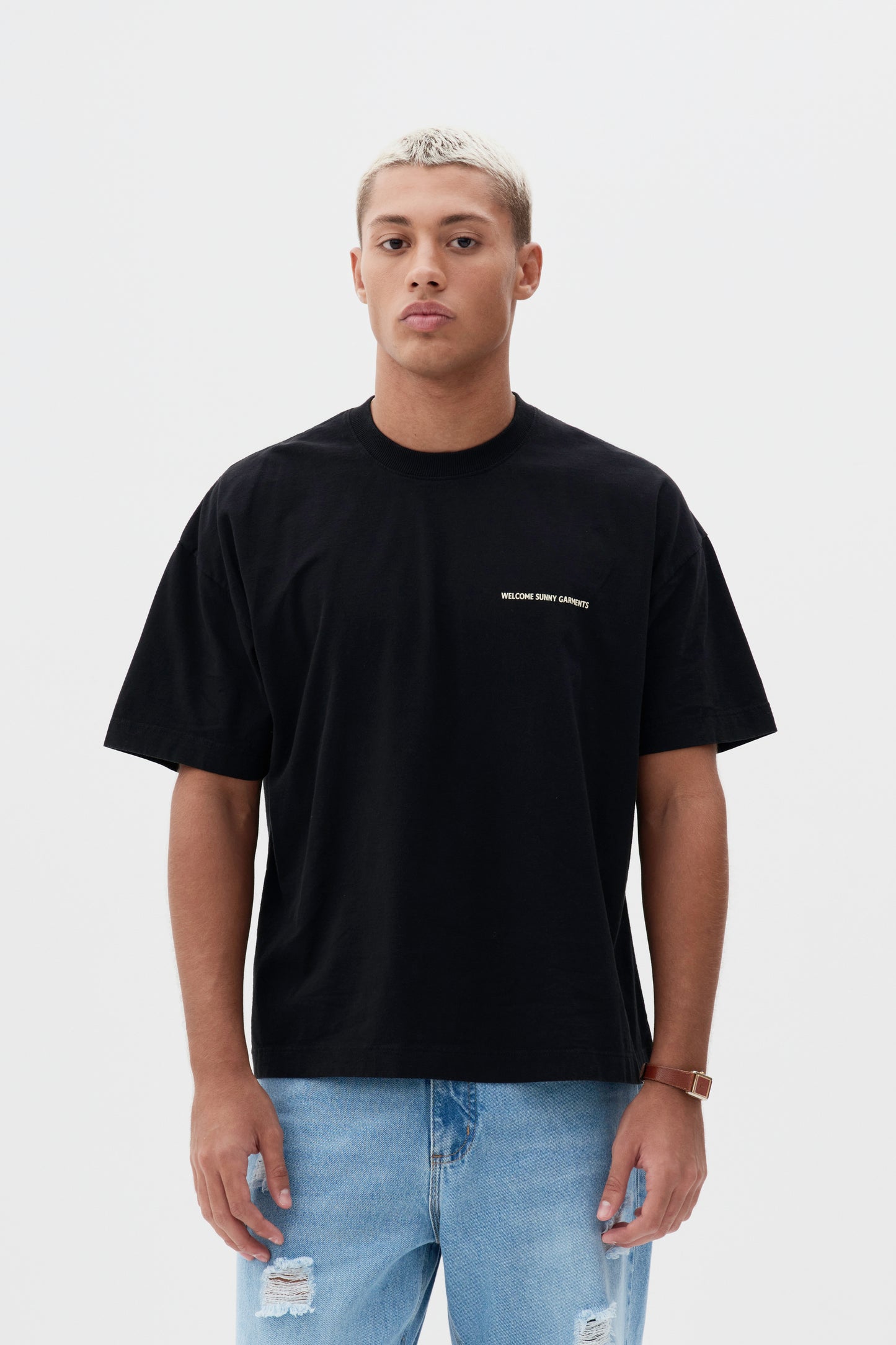 T-shirt Boxy Fit Tropical Resort - Preto