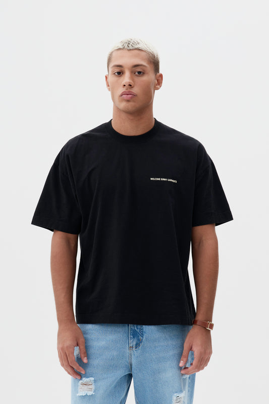 T-shirt Boxy Fit Tropical Resort - Preto