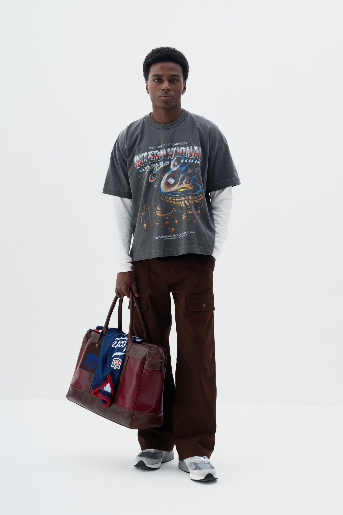 T-shirt Boxy Fit Invader x NFL - Cinza Stoned