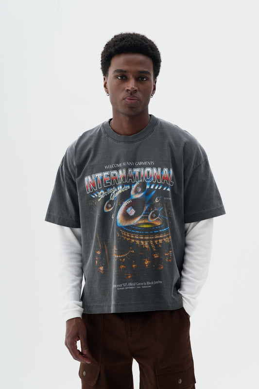T-shirt Boxy Fit Invader x NFL - Cinza Stoned