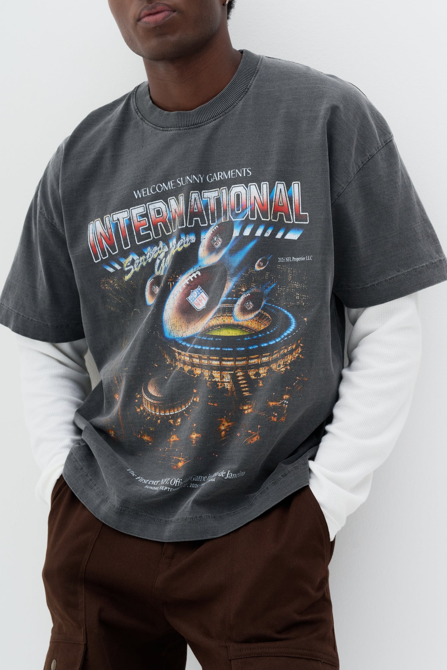T-shirt Boxy Fit Invader x NFL - Cinza Stoned