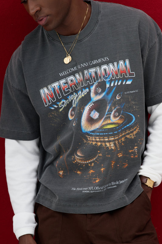 T-shirt Boxy Fit Invader x NFL - Cinza Stoned