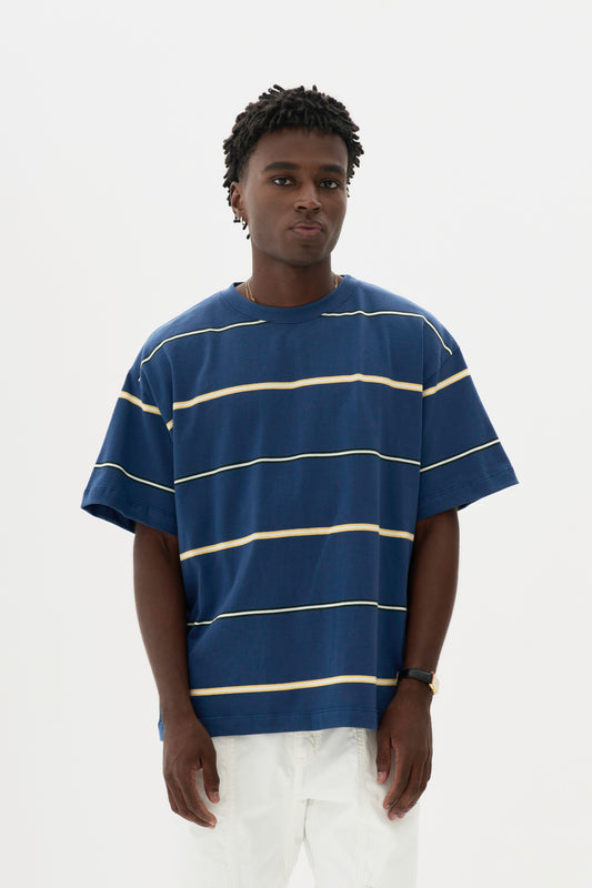 T-shirt Fio Tinto Listrada - Azul