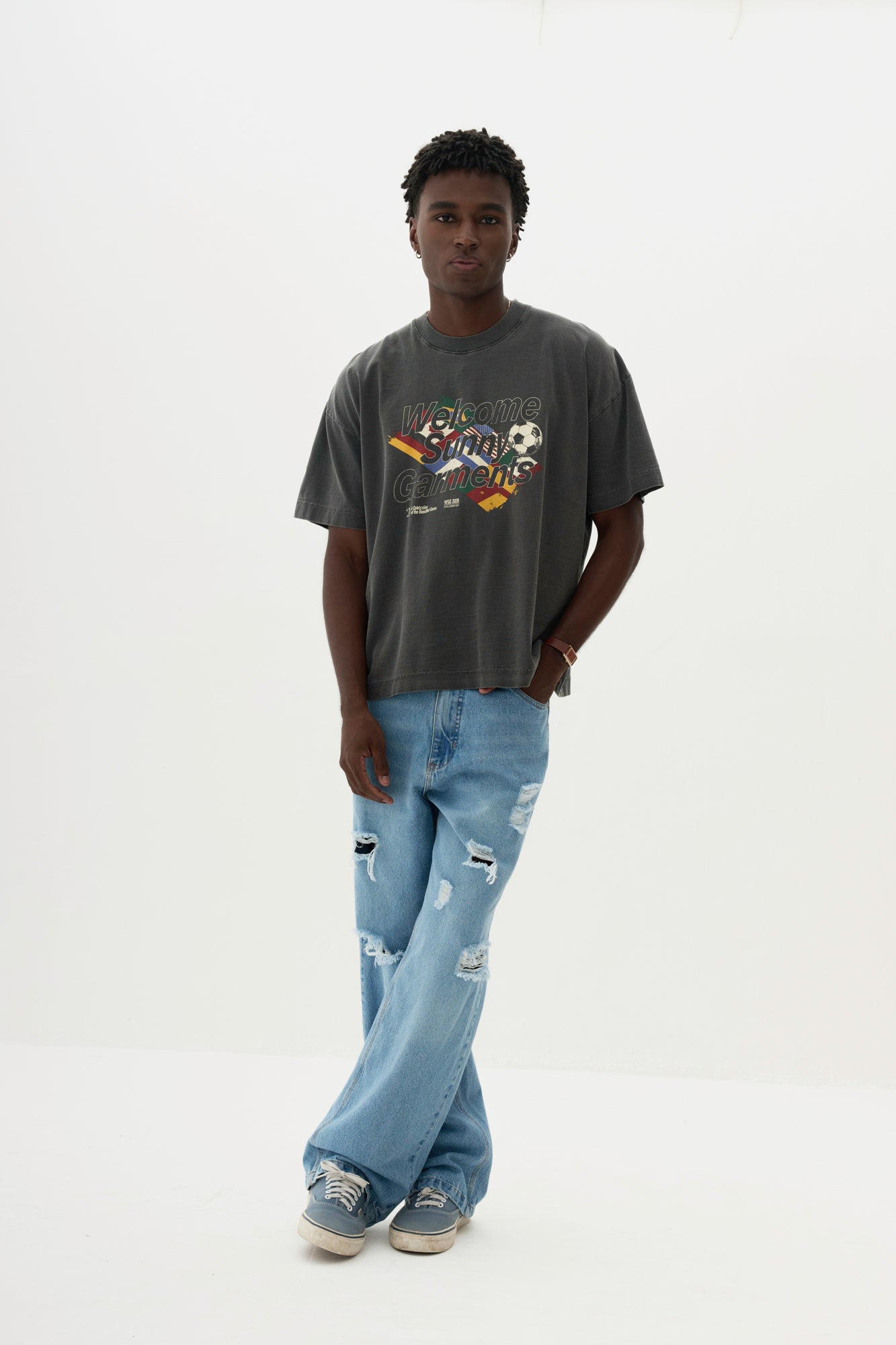 T-Shirt Boxy Fit Nations - Preto Stoned