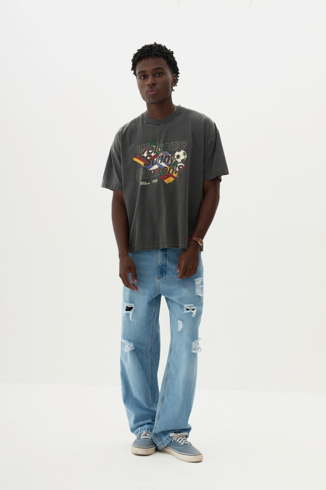 T-Shirt Boxy Fit Nations - Preto Stoned