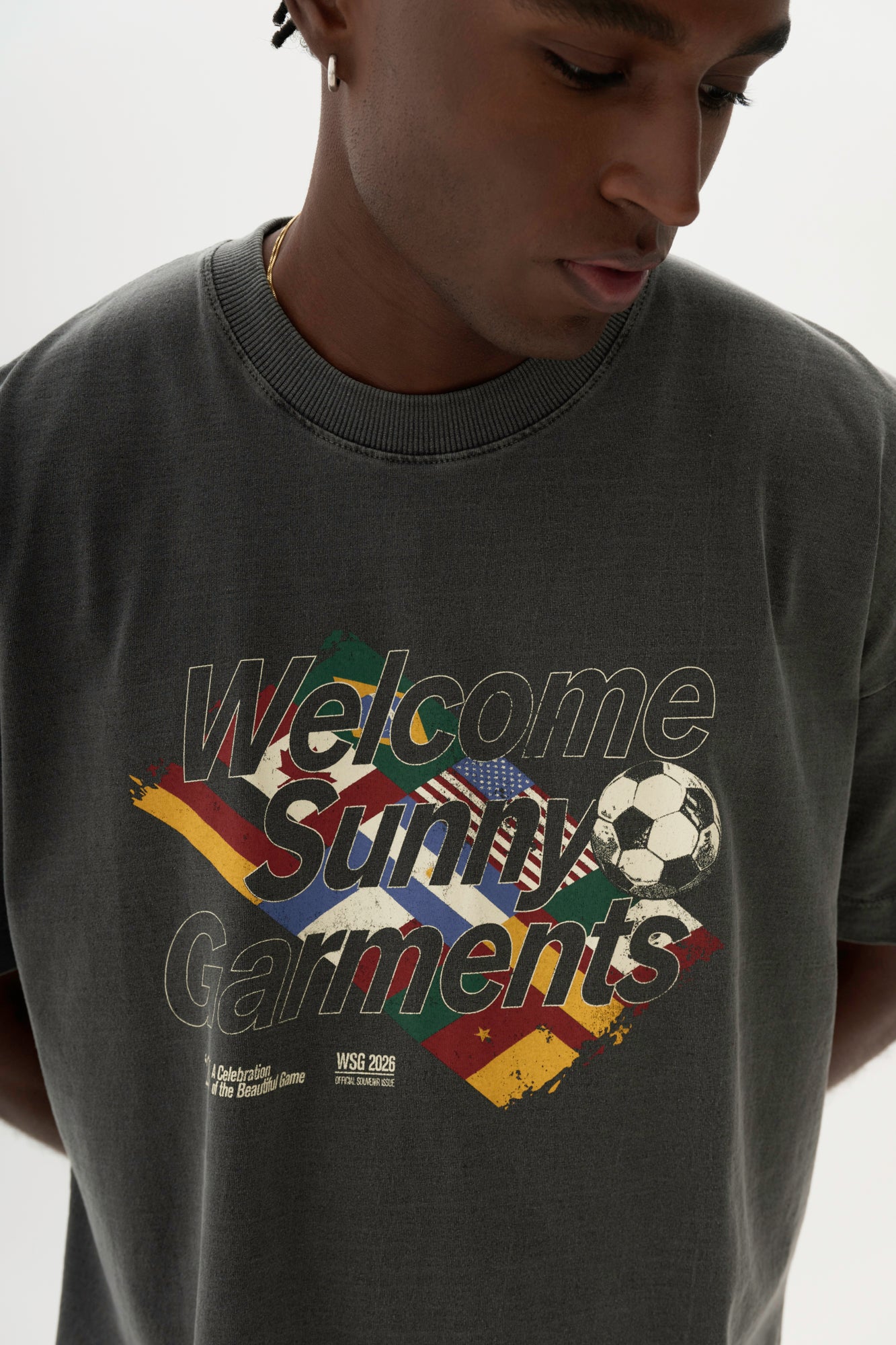 T-Shirt Boxy Fit Nations - Preto Stoned