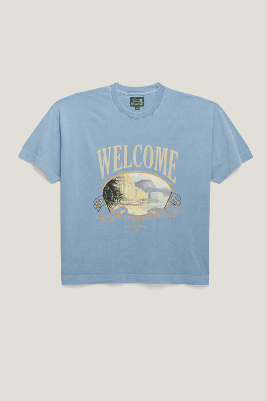 T-shirt Boxy Fit Souvenir - Azul Stoned