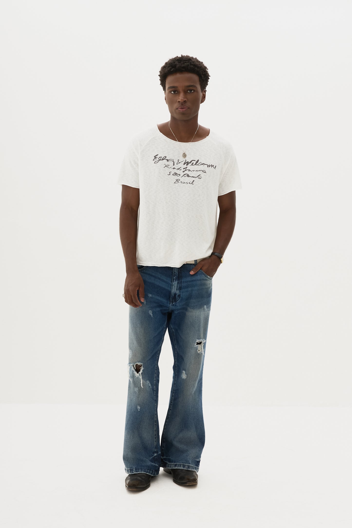 T-shirt Signature Tricô x Egho - Off White