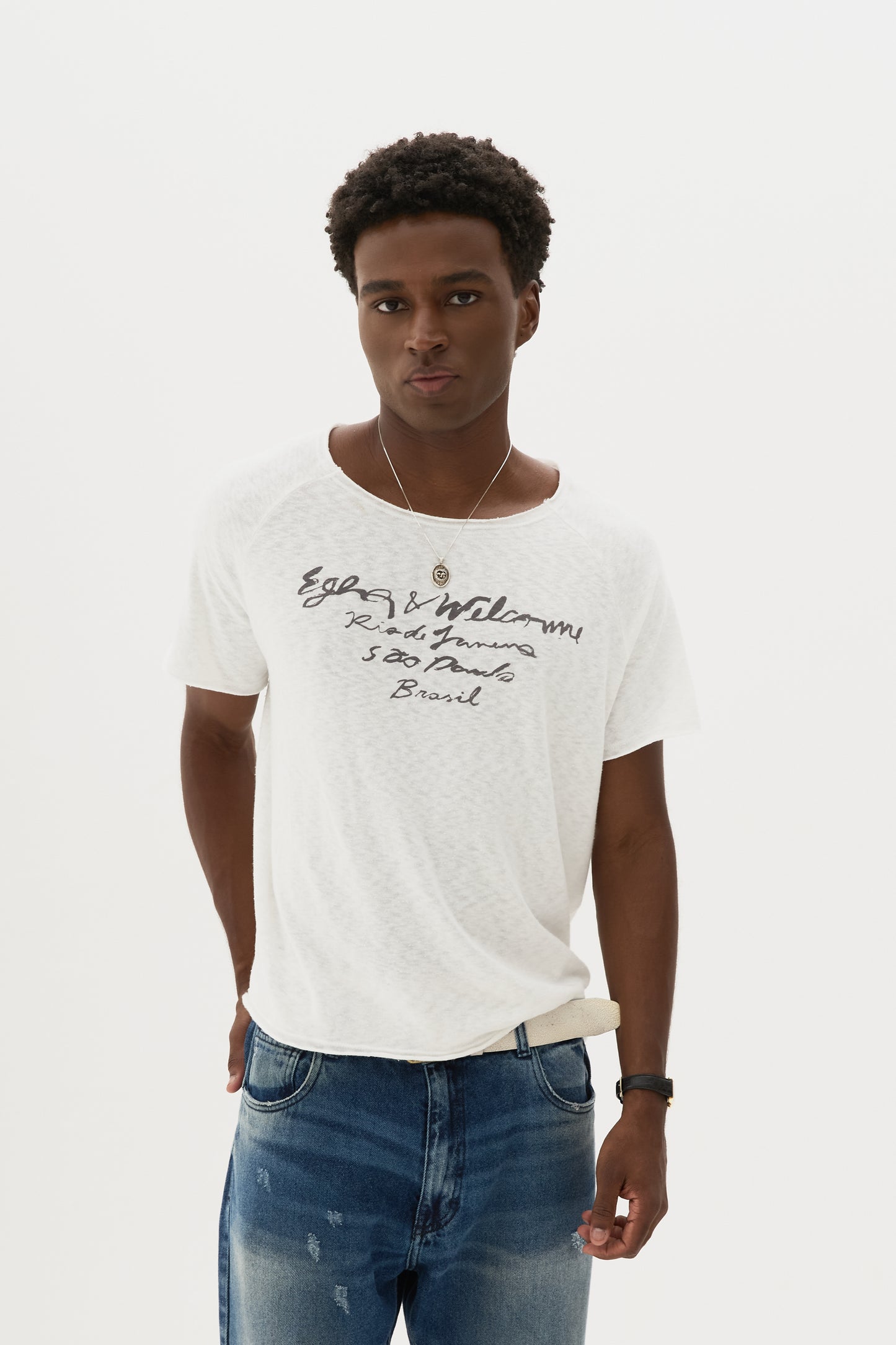 T-shirt Signature Tricô x Egho - Off White