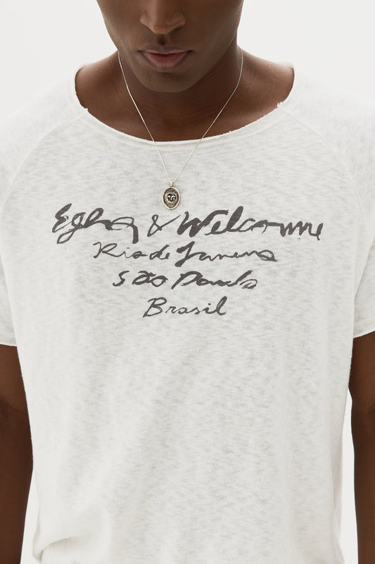 T-shirt Signature Tricô x Egho - Off White