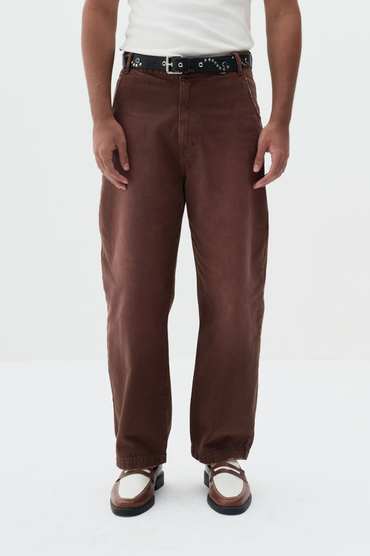 Calça Jeans Wide Dust  - Marrom Stoned
