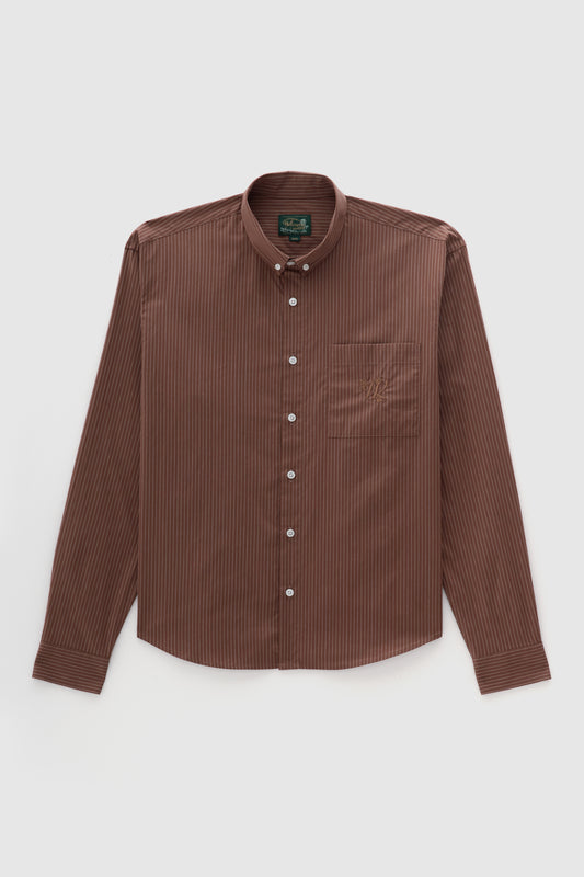 Camisa Lounge Listrada - Marrom e Off White