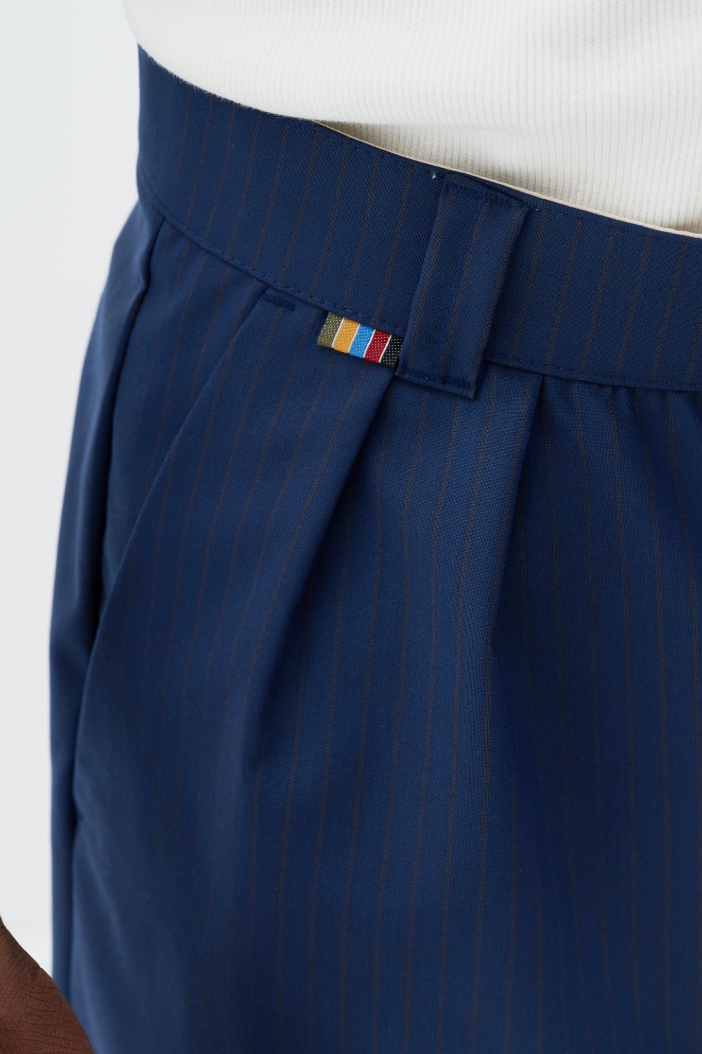 Bermuda Alfaiataria Dupla Prega - Azul Risca de Giz