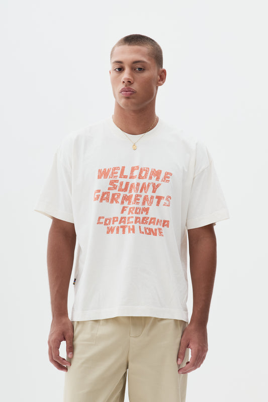 T shirt Boxy Fit Copacabana with Love - Off White
